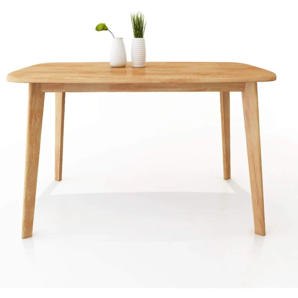 Mesa de jantar moderna de madeira maciça real de meados do século, mesa de trabalho, 47 polegadas, natural...