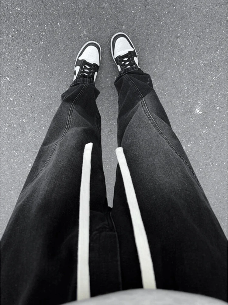 

Джинсы Bla Slant Cut, мужские свободные прямые брюки High Street Sle, весна-осень, американский ретро, хлопок с завязками...