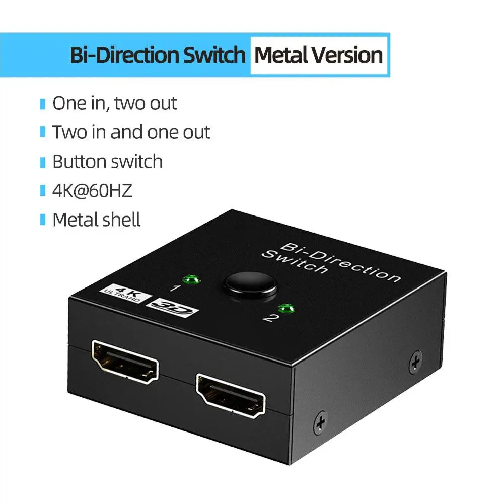 Two-way Switcher HD 2-in-1 Out Switcher 2 In 1 Out Supports 4K Out Switcher HD Compatible For Windows/Linux Systems Accesso Q1Y0