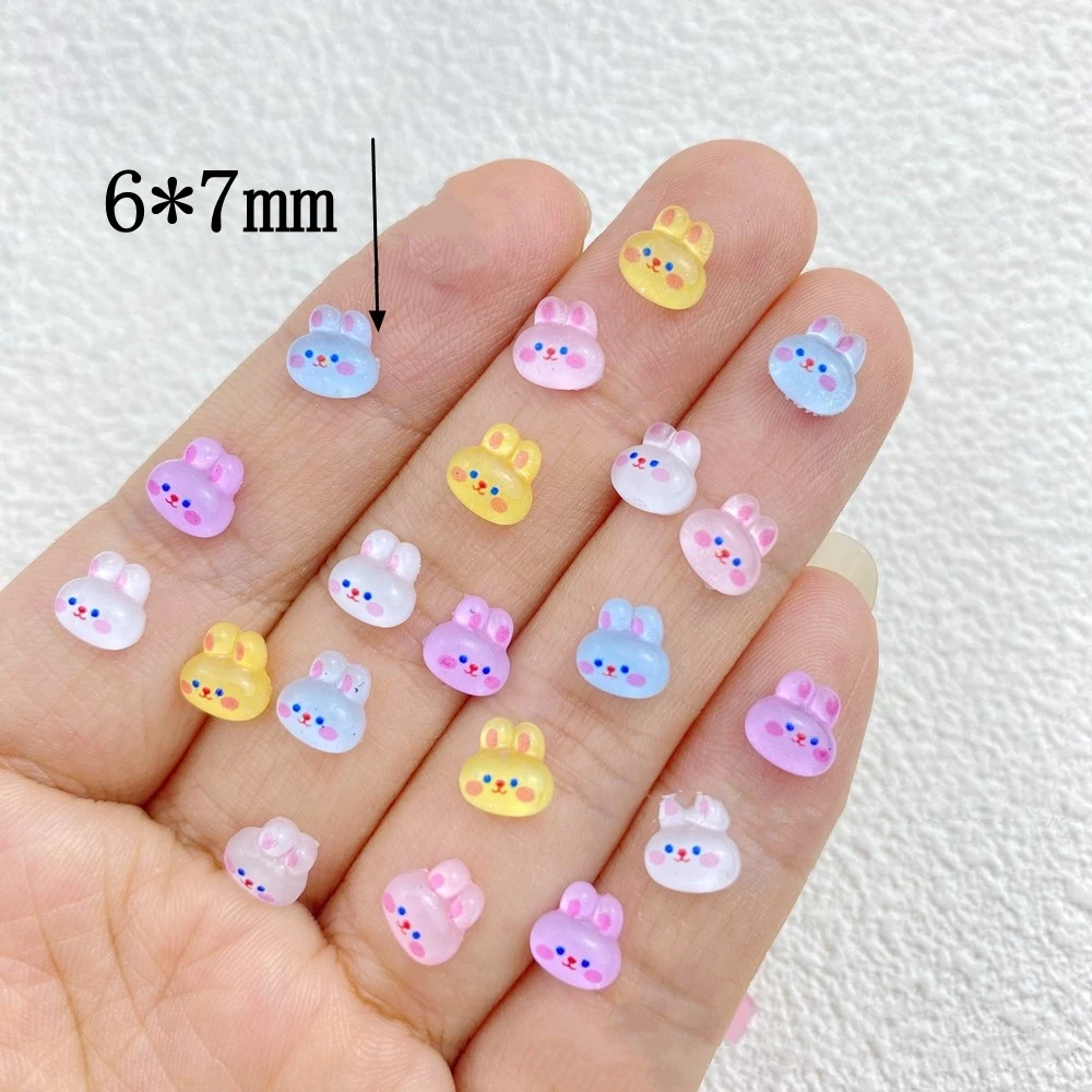 Mini colorido 3d coelho-como unhas encantos, resina jóias, acessórios de decoração, manicure art, 50pcs