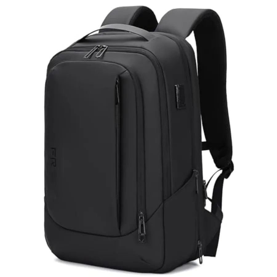 

Business Travel Backpack for Men, Expandable Water Resistant Computer Backpack with USB Port, Black Laptop Backpack 15.6 Inch f