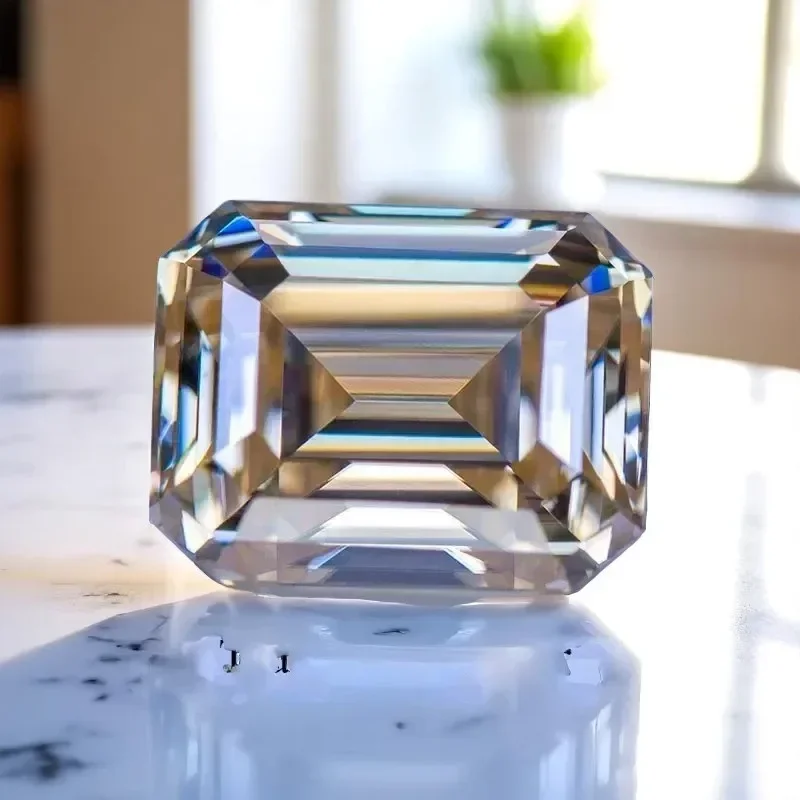 

L-Natural Color Tea Yellow Moissanite Stone Emerald Cut Gemstone Lab Grown Diamond For Charms Jewelry Making With Certificate