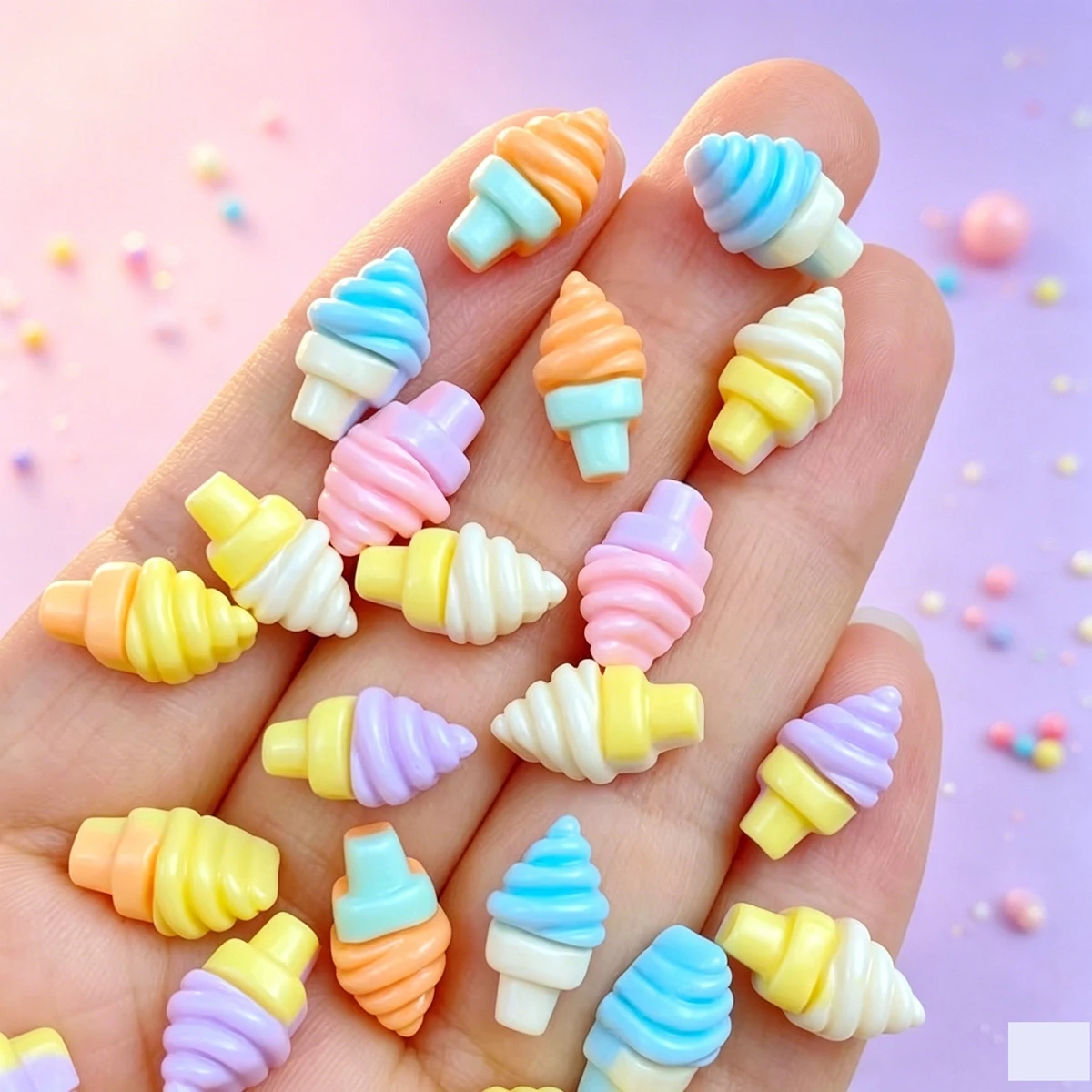 50Pcs New Cute Resin Mini 7*13mm Ice Cream Series Flat Back Manicure Parts Embellishments For Hair Bows Accessories
