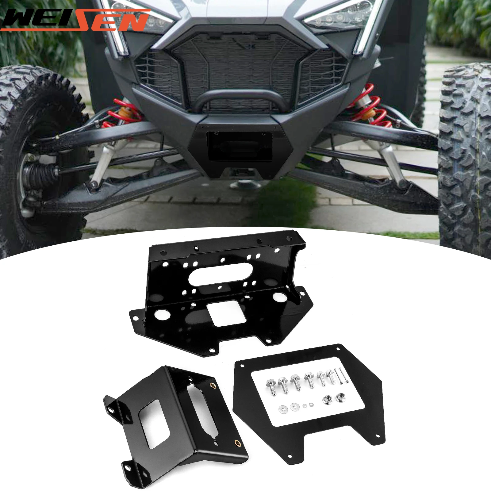 UTV Winch Mounting Bracket/Plate for 2020-2024 Polaris RZR PRO XP/PRO XP 4 Base/LE/Premium/Ultimate/Sport Accessories