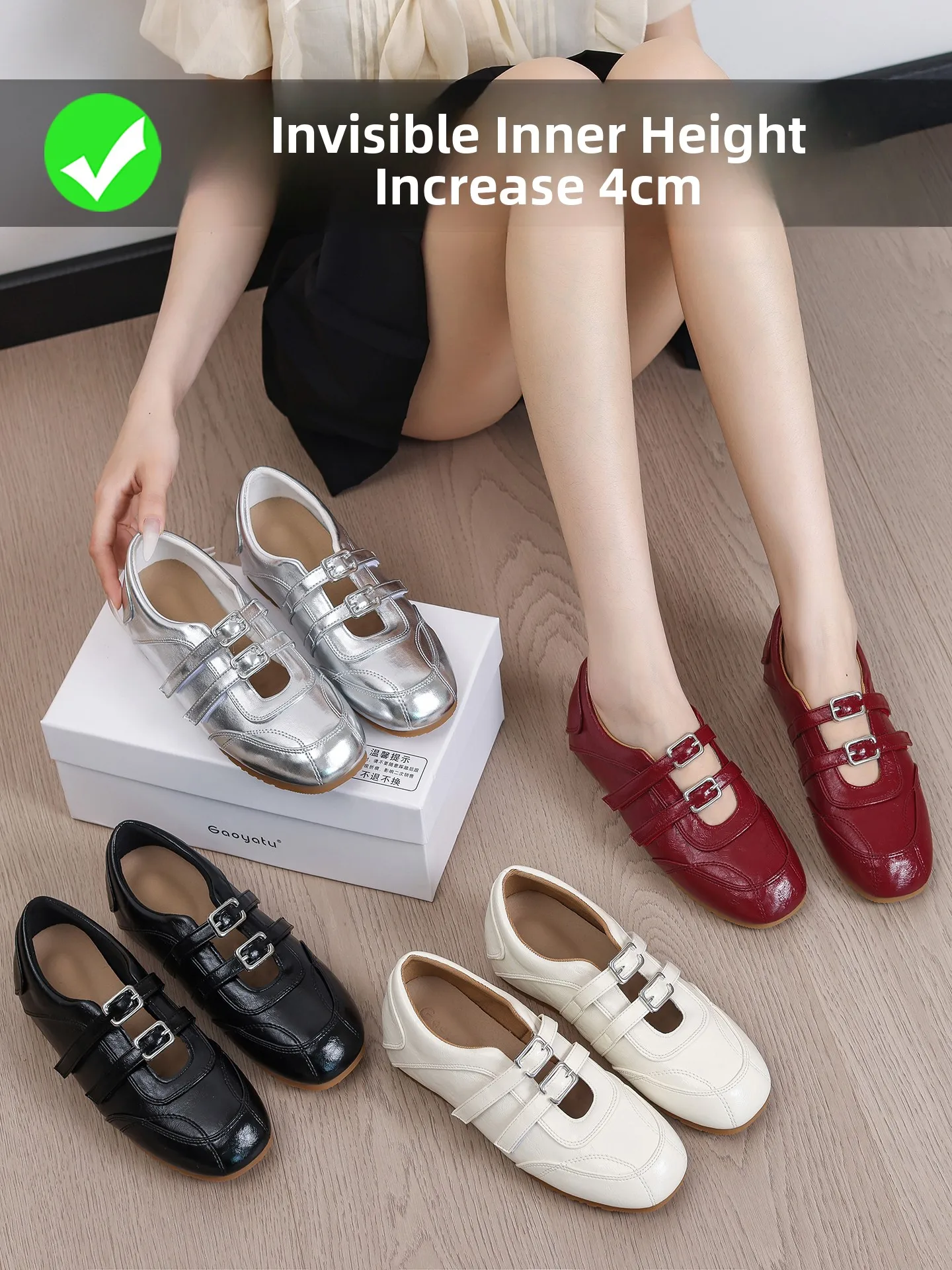 Sheepskin Version Genuine Leather Flat Bottom Mary Jane Ballet Flats Women's Casual Versatile Comfortable German Training Shoes