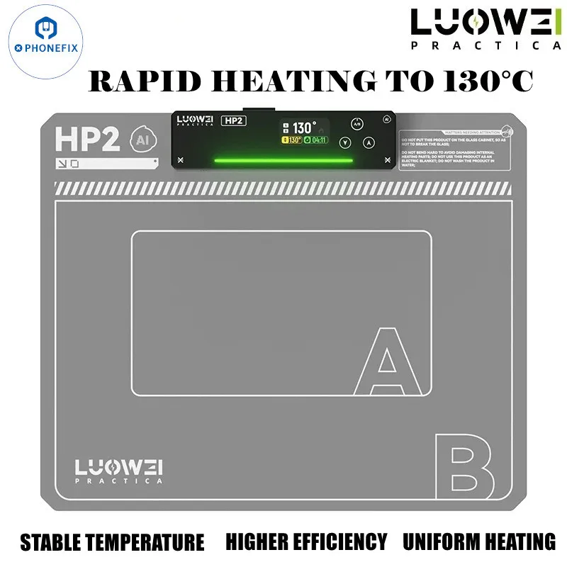 LW-HP2 Constant Screen Repair Heating Pad Two-layer Silicone Mat Dual Zone Adjustable Temperature for Phone IPad Below 15-inch