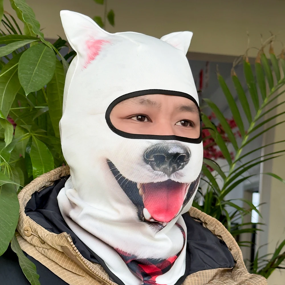 Cartoon motorcycle face mask, summer sun protection riding headgear, mesh breathable