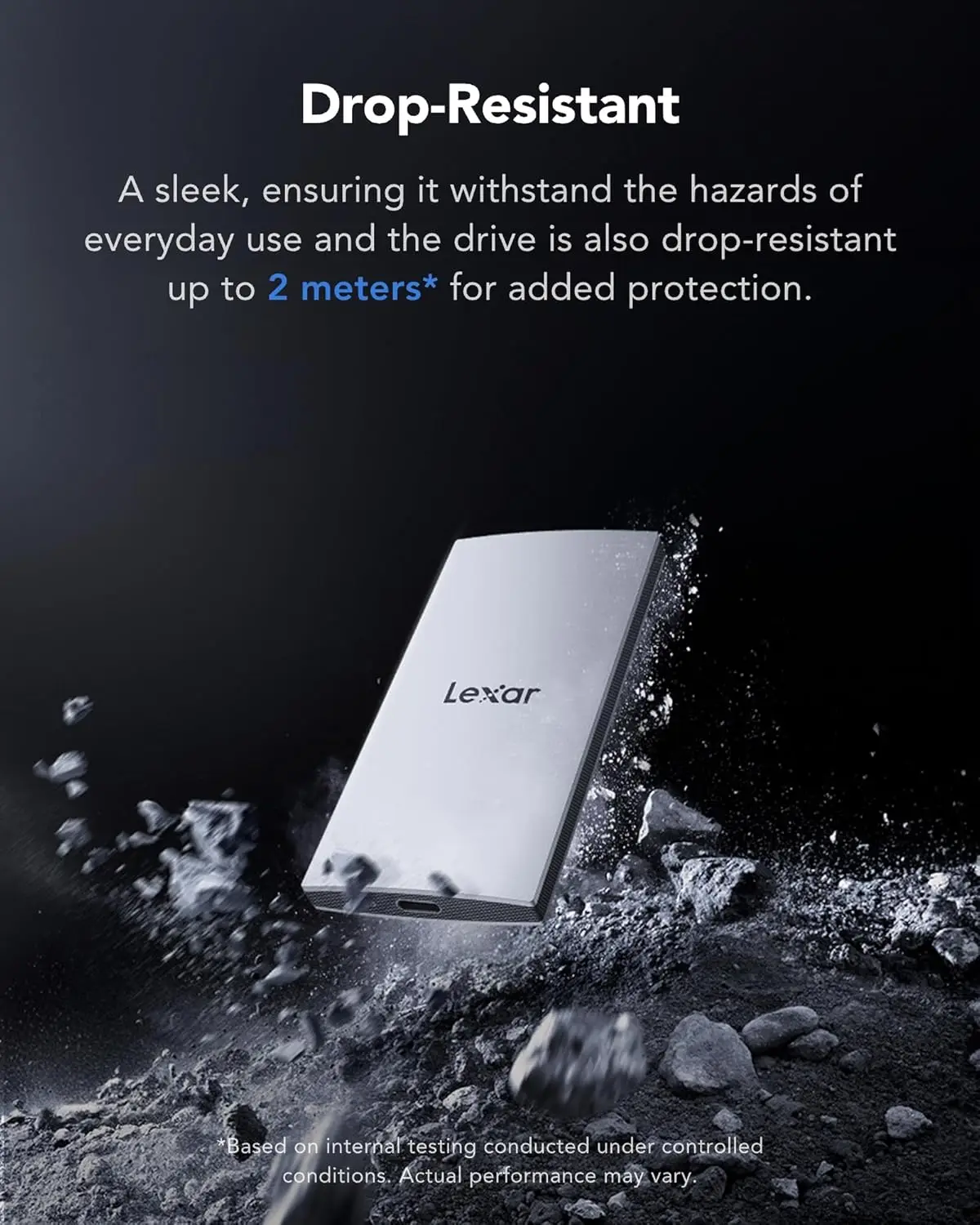 Lexar ES3 1TB External SSD, USB 3.2 Gen2 Portable Drive with High-Speed Transfer up to 1050MB/s Read, Compatible with