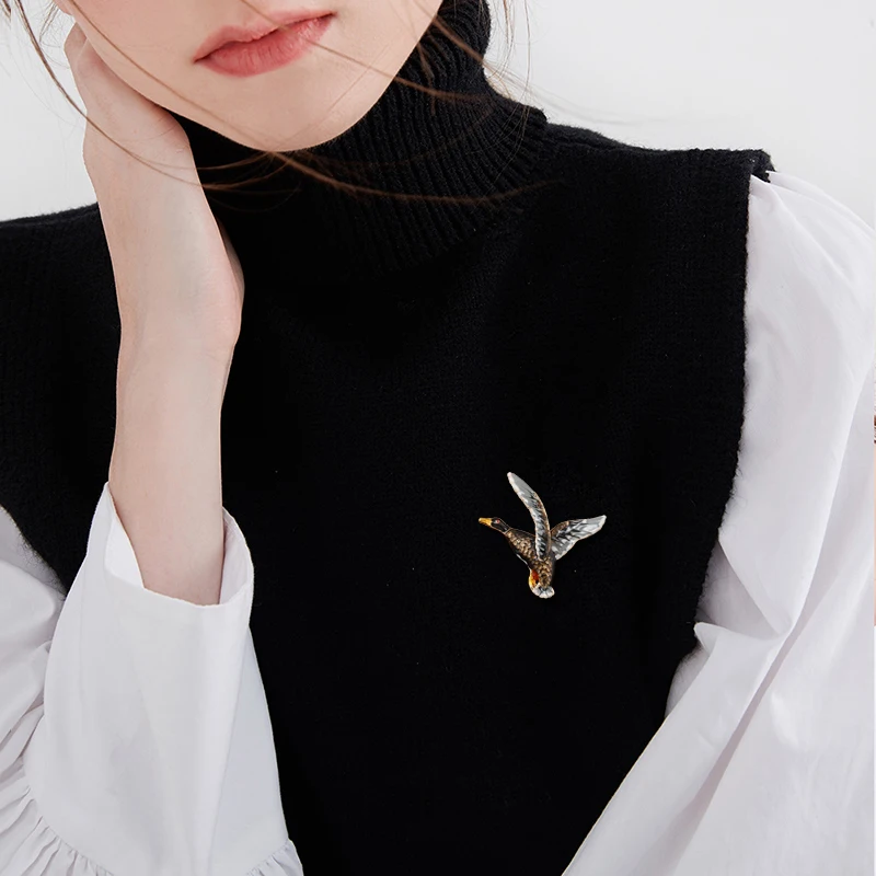 Muylinda Vintage Enamel Swan Goose Brooch Birds Brooches And Pins For Women Men Suit Clothese Clip Pin