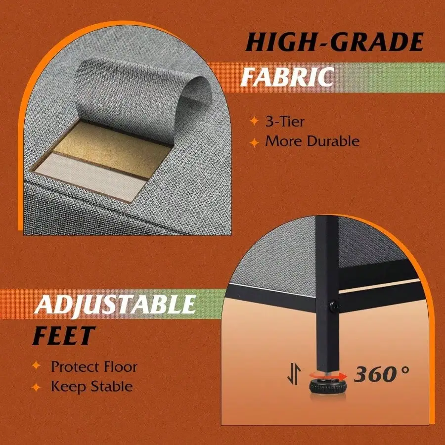 خزانة قماش ذات 5 أدراج - منظم تخزين واسع مع صناديق لغرفة النوم والخزانة وغرفة المعيشة والممر (داكن)