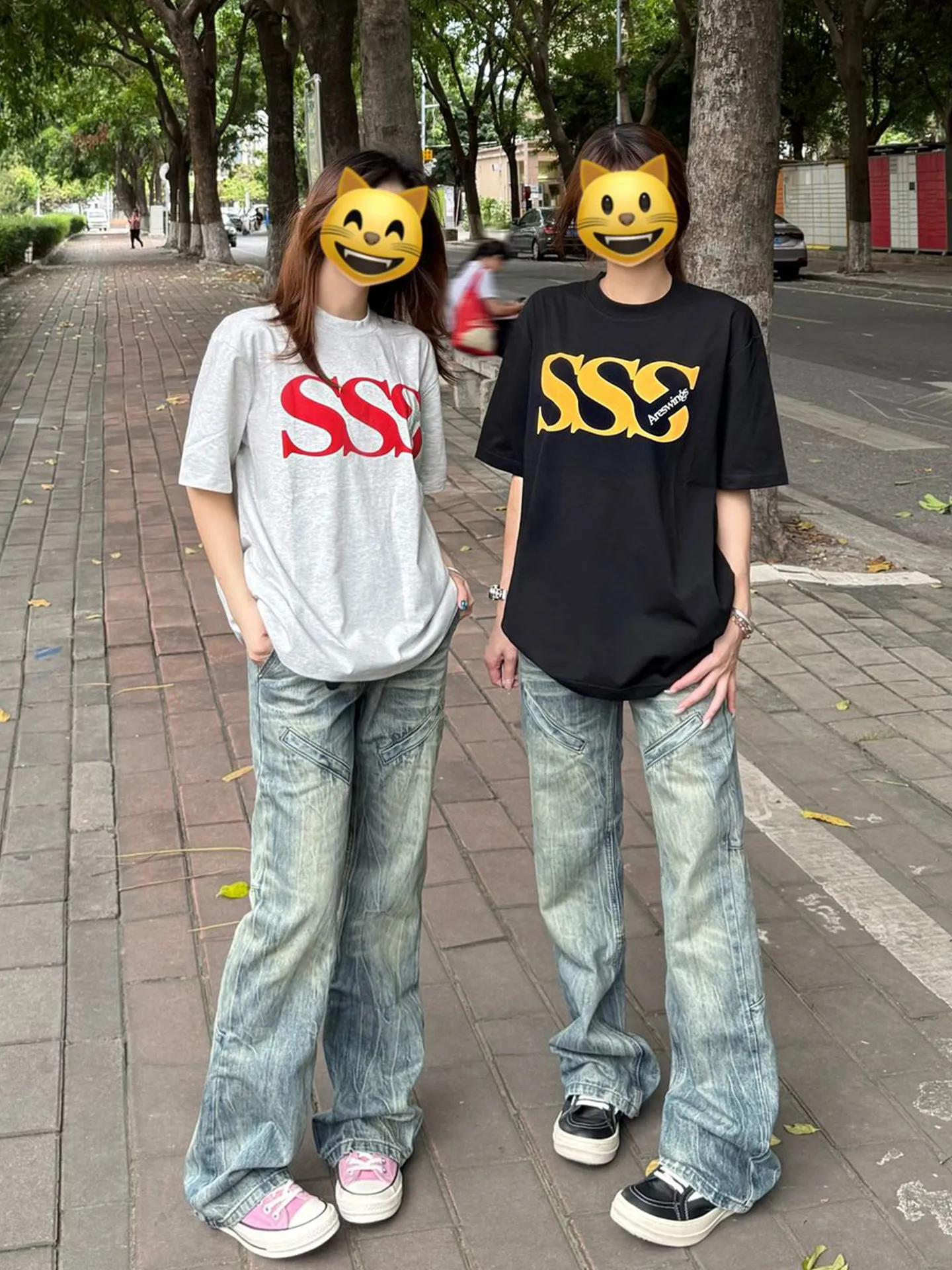 Washed Vintage Patchwork Straight Leg Jeans Men's American High Street Retro Slimming Pants Bell Bottoms Casual mid Waist