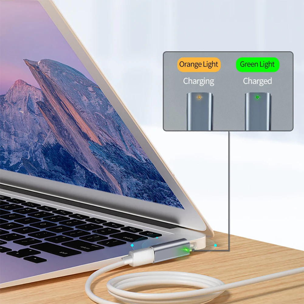 Mới LED Xách Tay Hợp Kim Nhôm PD Nhanh Sạc Chuyển Đổi Loại-C Đến Magsafe2 Adapter Cho Macbook Air/Pro điện Thoại Thông Minh