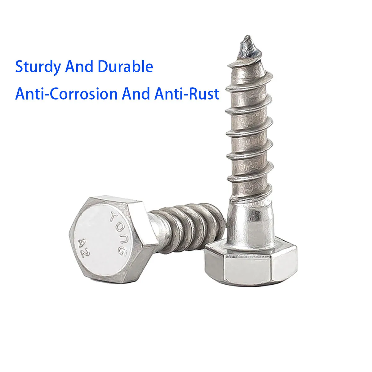 304 Stainless Steel Hexagonal Self Tapping Screw with Extended Wooden Teeth Bolt Length of 30/35/40/45/50/55-200mm