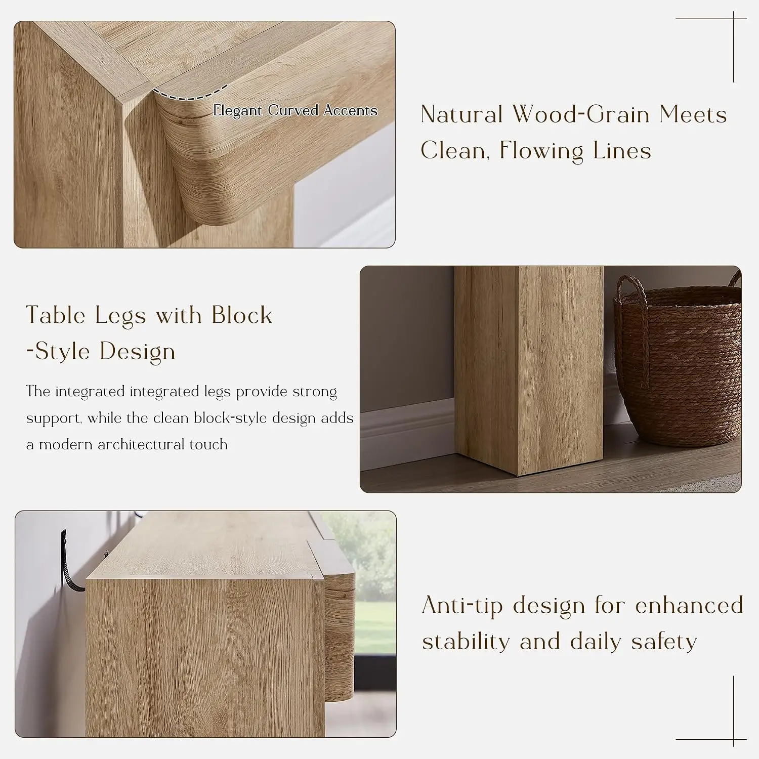 63" Wood Console Table with Storage Drawer, Modern Entryway Sofa Table for Hallway Living Room, Natural Oak, Customized view 6