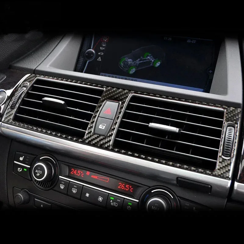 

For BMW X5 X6 E70 E71 2008 2009 2010 2011 2012 2013 2014 Carbon Fiber Central Gear Shift CD AC Panel Air Outlet Trim Frame Gears