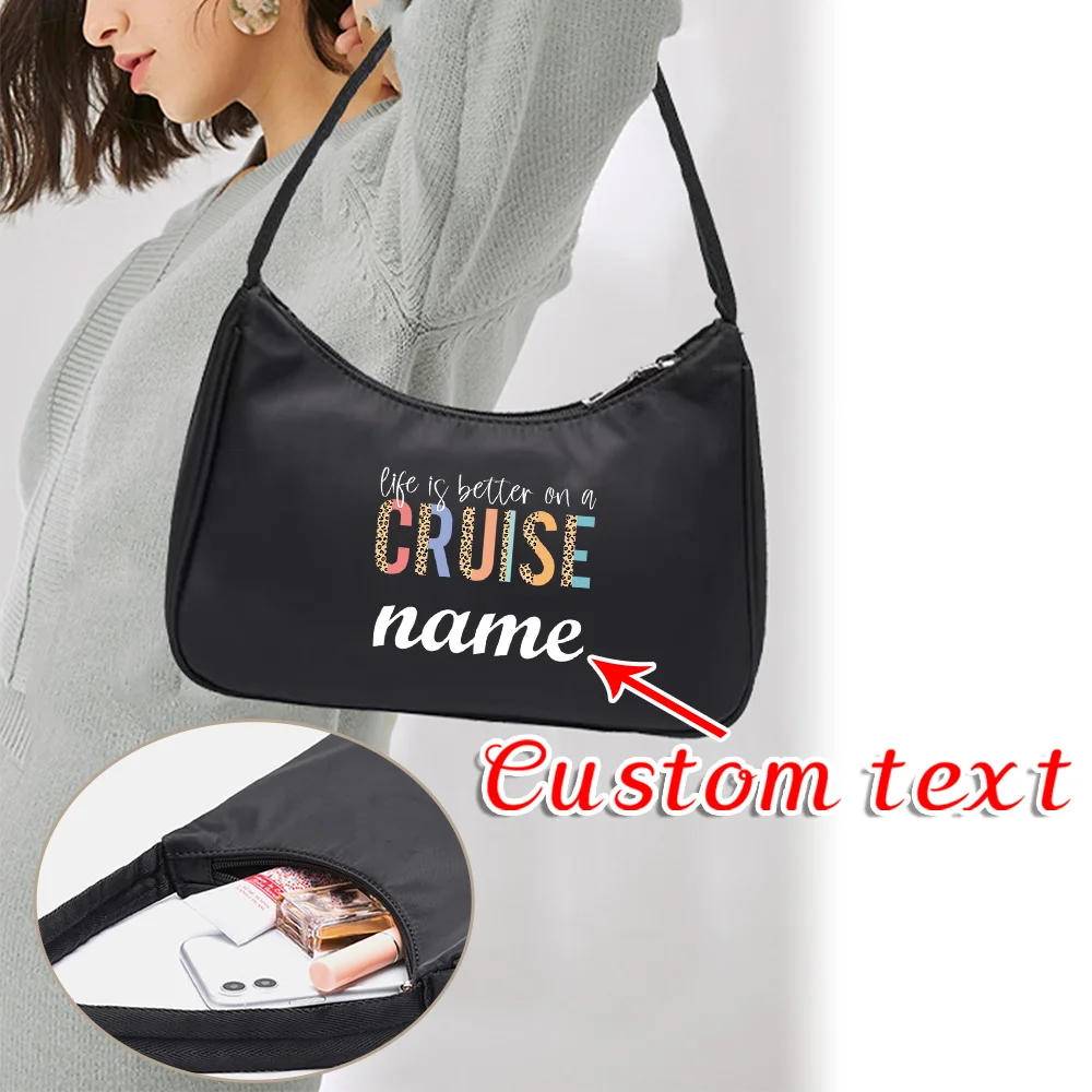 Personalized Customized Name Nylon Underarm Bag Durable Mini Phone Purse Fashion Casual Cosmetic Storage Pack High Quality