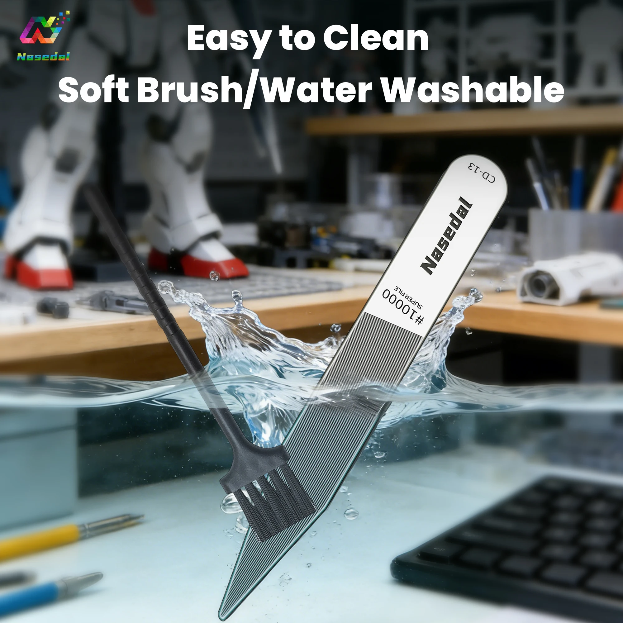 

Nasedal Ultra Fine Glass File Washable Hobby Polishing Tool for Gunpla Resin Models Nub Removal Mirror Finish Residue Polishing