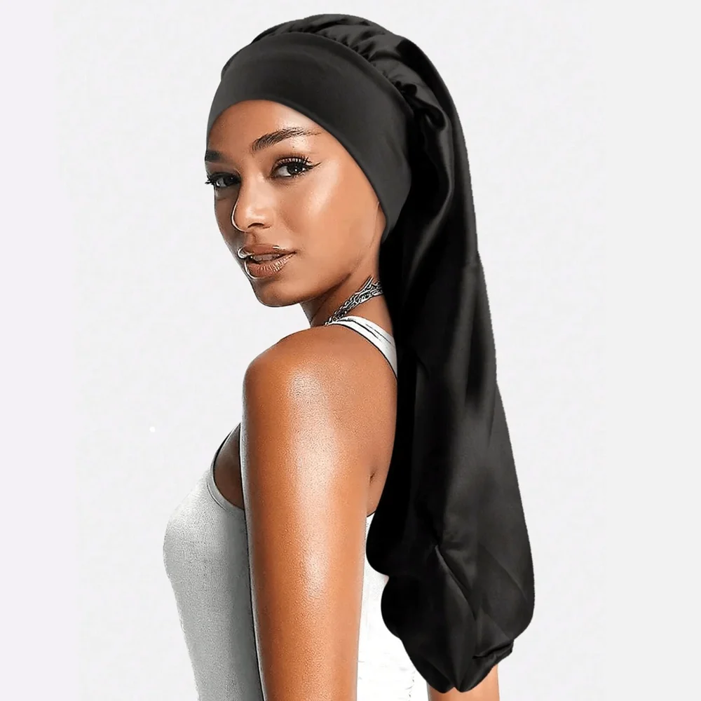 Satin Long Braid Bonnet for Braids & Locs - Soft Hair Protection Sleep Cap