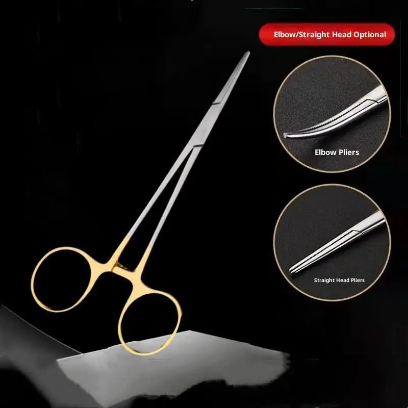 Multifunctional Dental Hand Tool 12.5cm Stainless Steel Curved Straight Tip Hemostatic Forceps Oral Care Cutter Forceps