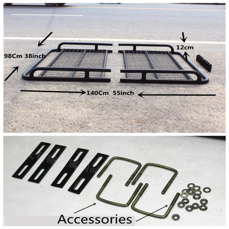 1.4m Universal Roof Rack Roof Rack Rooftop Cargo Carrier Steel Basket, Car Top Luggage Holder for Car SUV and Pick Up Trucks