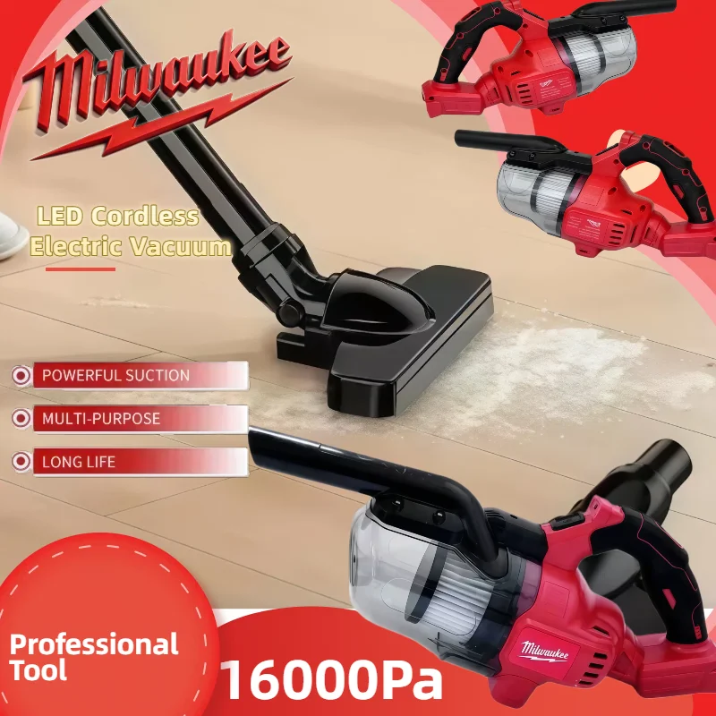 

Milwaukee For 18V Battery Cordless Vacuum Handheld Vacuum Cleaner with 2Pcs Washable HEPA Filter for Home Pet Hair Car Tool