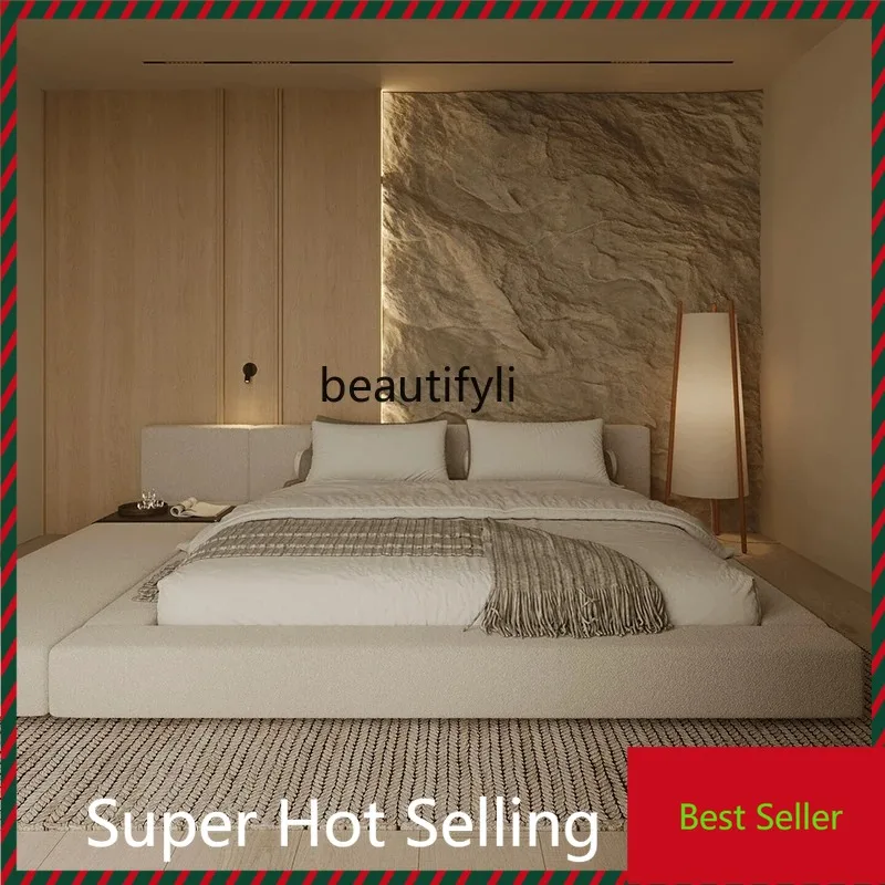 

QQ132 Modern Home Floor Tatami Bed 1.8 M Double Master Bedroom Cream Style Japanese Style Platform Bed