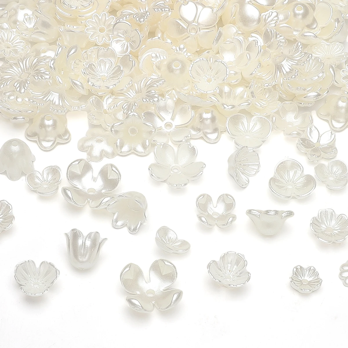 About20-50PcsABS Alien Pearl Daisy Three petal Flower Beads Unique Loose Beads Handmade DIY Making Jewelry Necklace Earrings Jew
