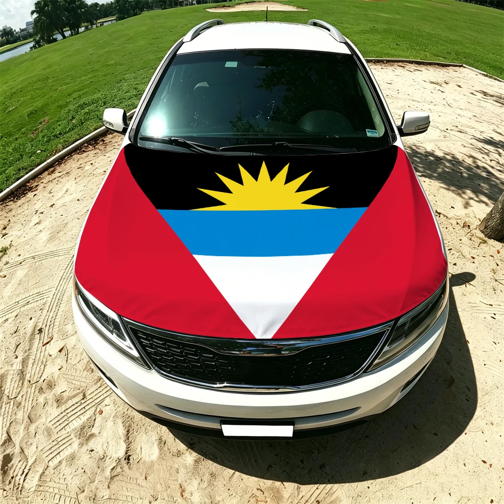 130x160cm Antigua and Barbuda Elastic Car Engine Hood Flag Elastic Windproof Patriotic Bonnet Banner Cheer for the competition