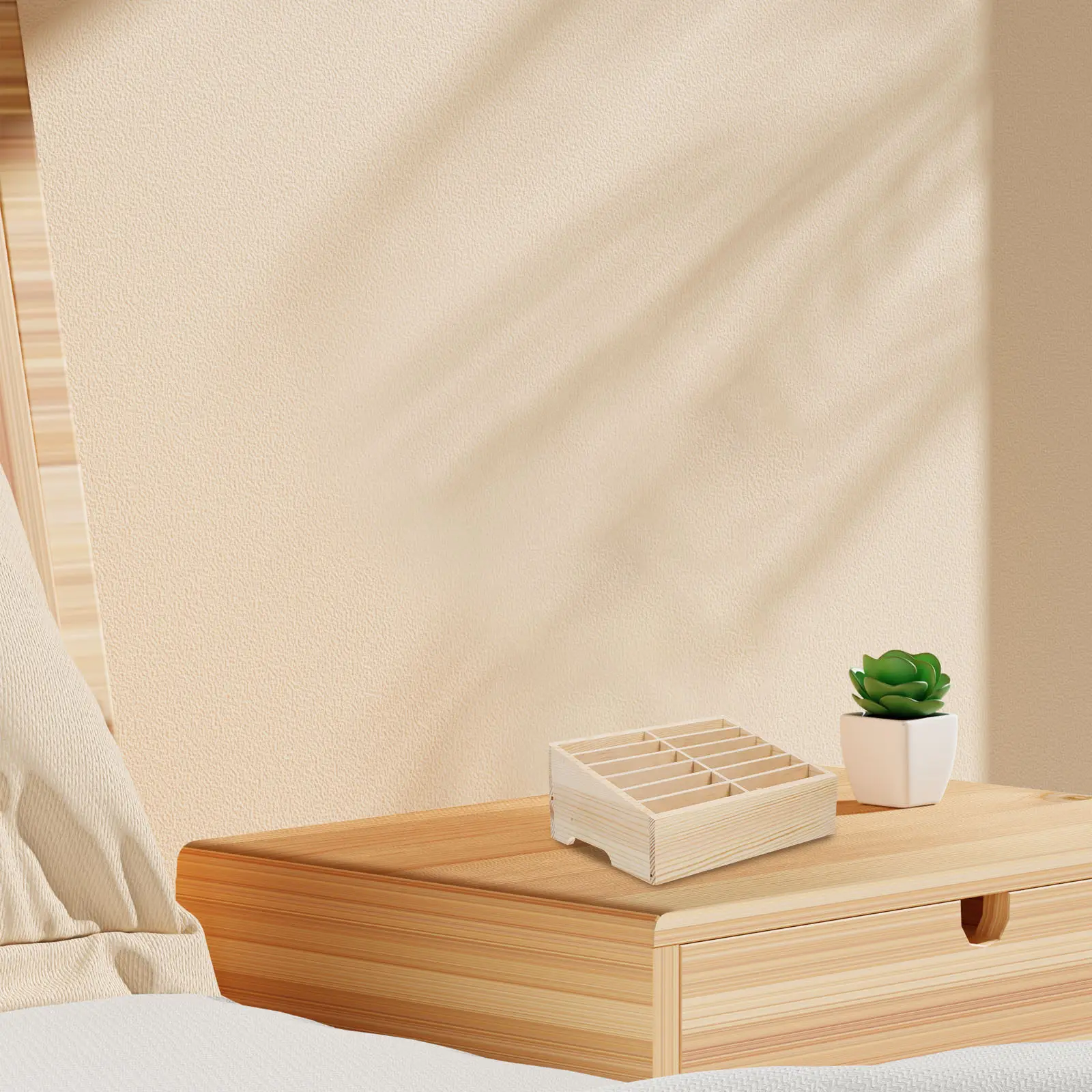 Office Wooden Multi-Grid Mobile Phone Storage Box Temporary Cell Phone Organizing Holder Desk Display Rack for Meeting Room