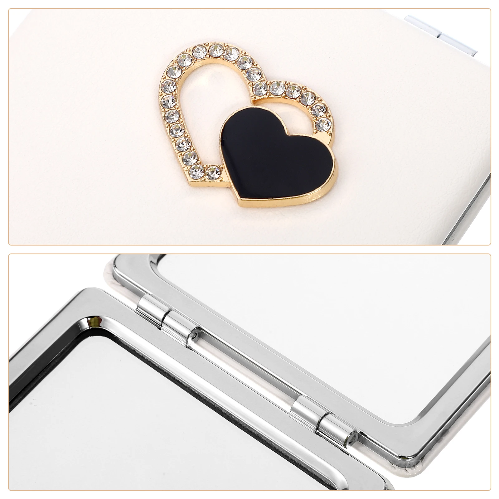 

1Pcs Mini Compact Makeup Mirror Folding PU Portable Double Sided Mirror for Travel Outdoor Vanity