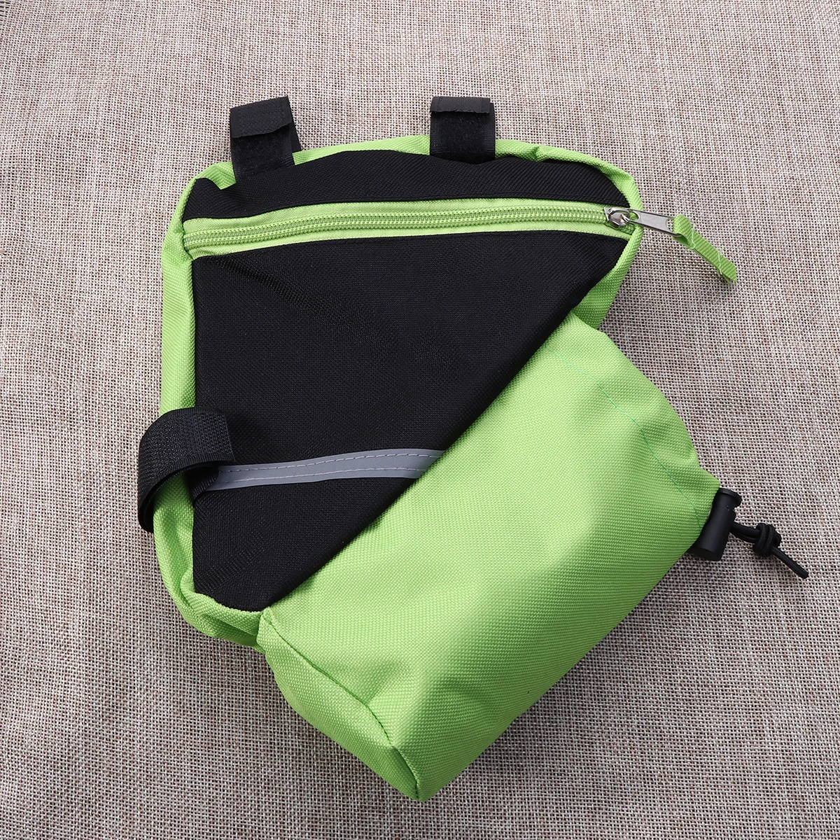 

Bike Frame Bag For Cycling Storage Green Durable Nylon 3-Point Mounting Triangle Pouch Wind Resistant Lightweight Bicycle