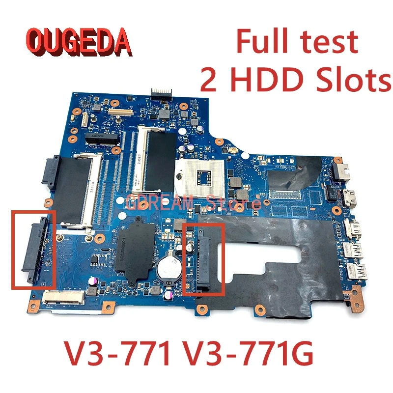 

OUGEDA NBRYR11001 NB.RYR11.001 VA70 VG70 For Acer aspire V3-771 V3-771G Laptop Motherboard HM77 DDR3 with two HDD slots