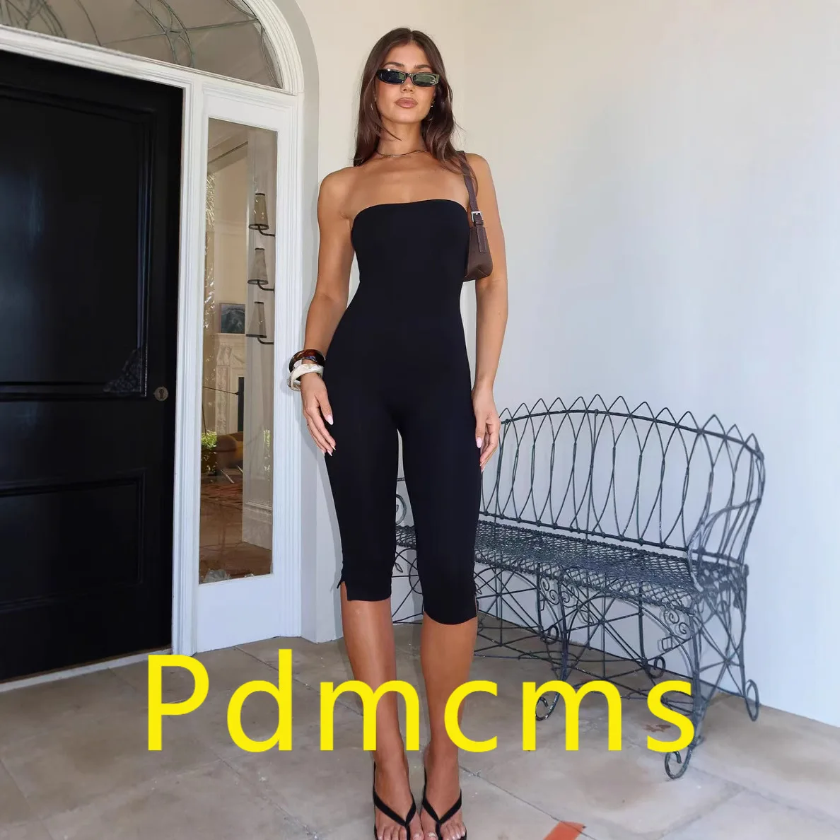 

Новинка 2023 года LJ082 европейская и американская женская одежда, однотонный модный плиссированный сексуальный комбинезон с запахом на груди