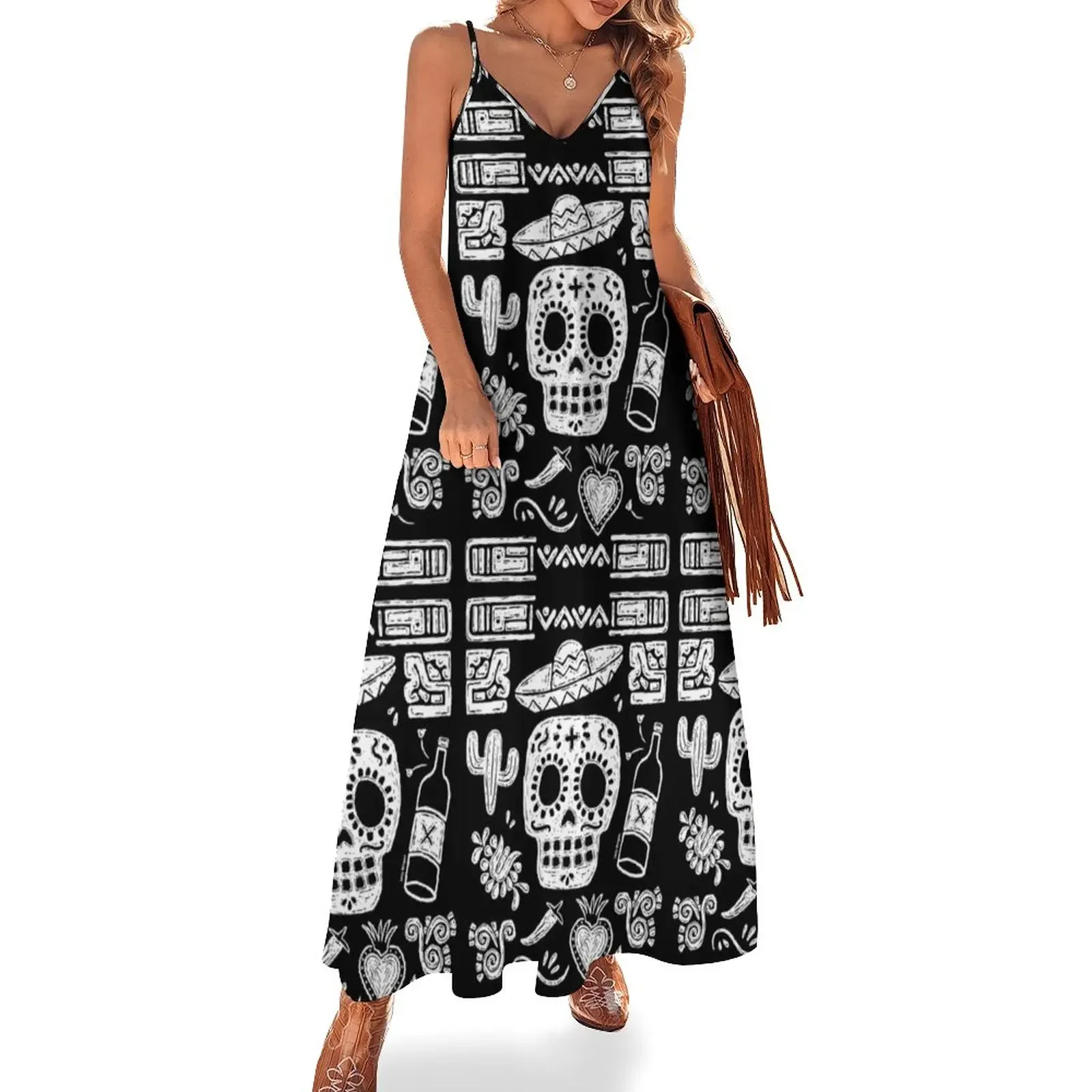 

Día de los Muertos Sleeveless Dress women's clothing trend 2025 Casual dresses sexy dress Elegant gown