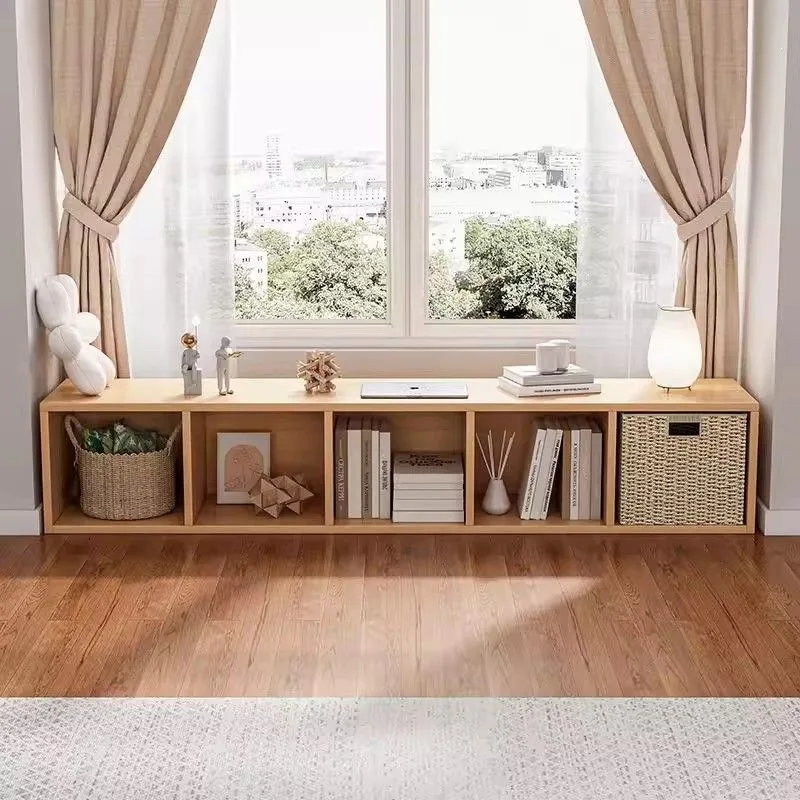 Balcony bay window storage cabinet Floor-to-ceiling single-layer low cabinet Bookshelf Household bookcase Shelf cabinet Locker G