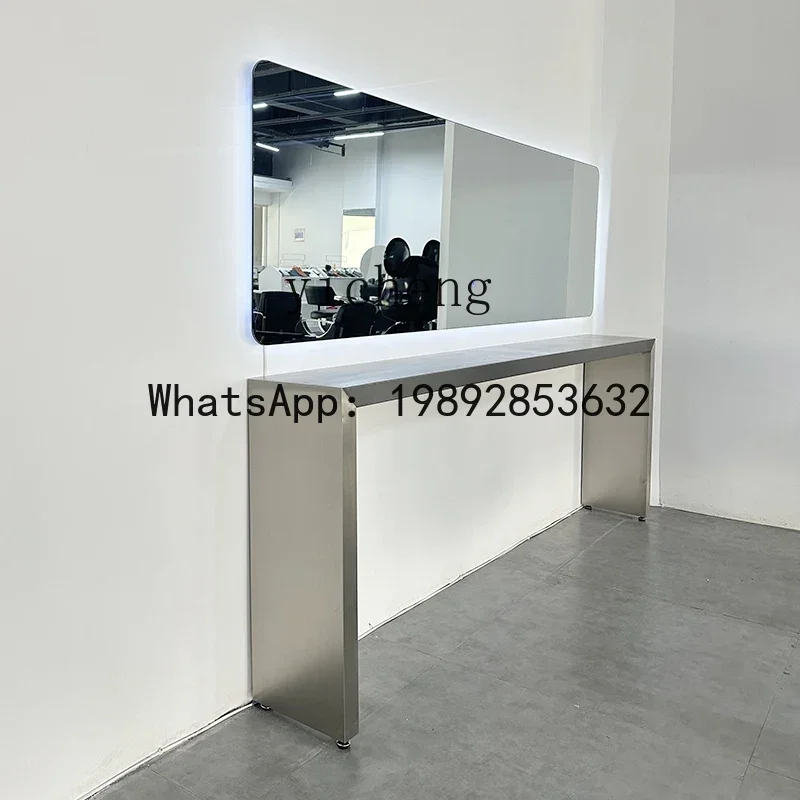 صالون الشعر الفولاذ المقاوم للصدأ بيرم وطاولة الصباغة إدارة مرآة الجدول تشيس مرآة قص الشعر كونترتوب متكامل #2