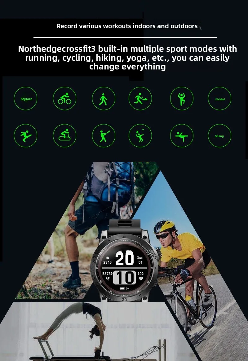 GPS-Sport-Gesundheitsintelligenz, Uhr Herzfrequenz Blutsauerstoff Multifunktionsmessgerät, Höhenluftdruckkompass