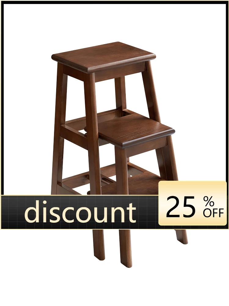 

LMM solid wood telescopic ladder thickened household ladder chair stool small ladder rack