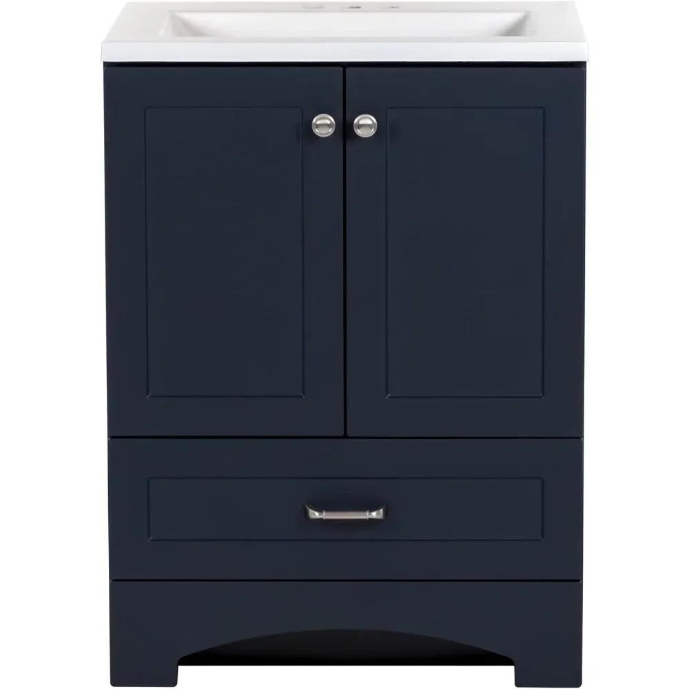 24 Inch Bathroom cabinet with Sink, Featuring one drawer and double-hinged cabinets doors, Easy Assembly, Bathroom cabinet
