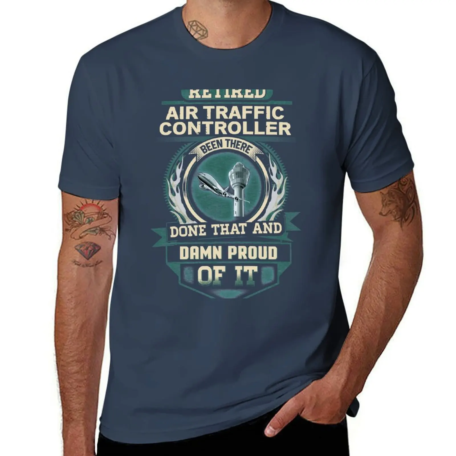 

Air Damn Retired Controller Proud Traffic T-Shirt Independence Day Short Sleeve T-Shirt
