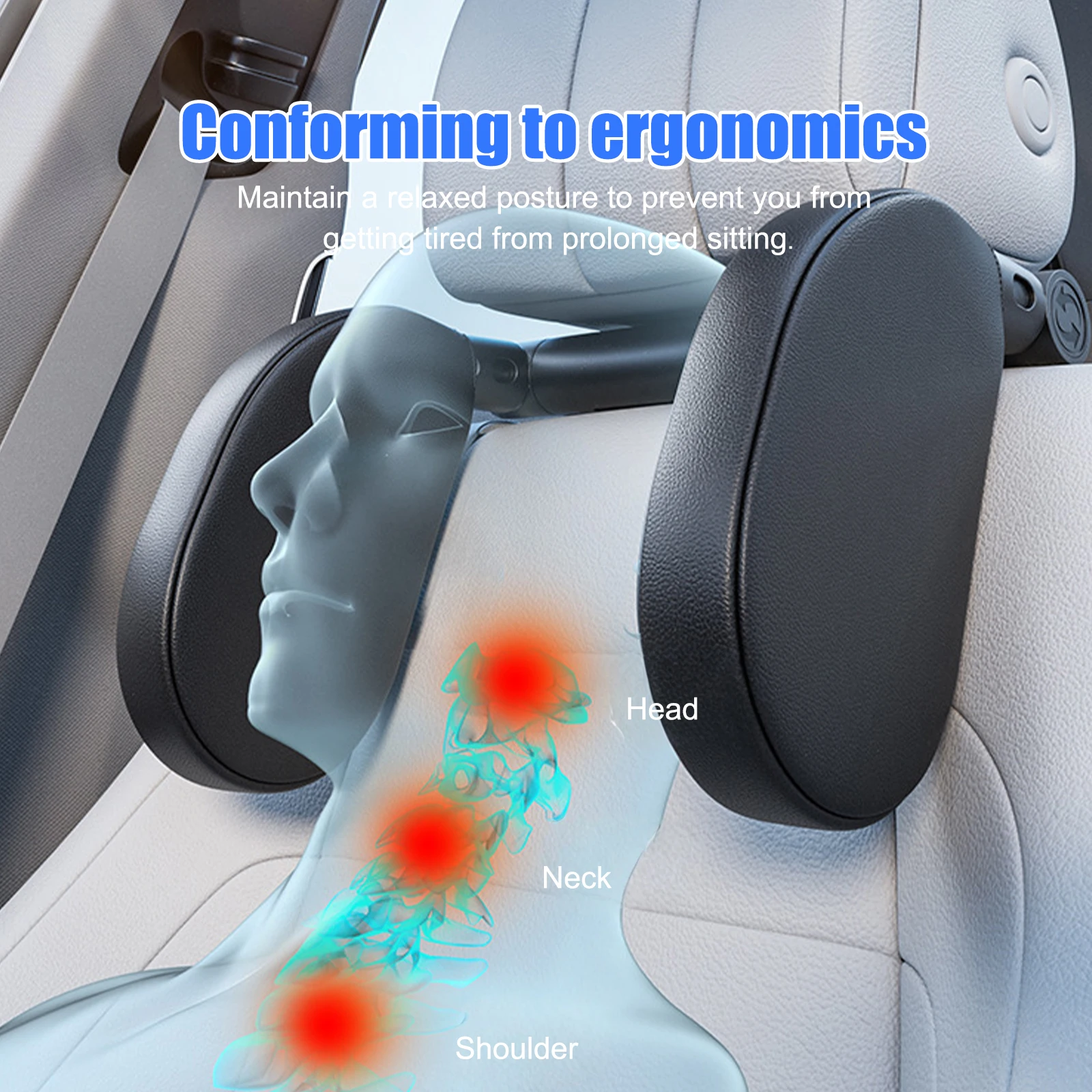 

Подушка для подголовника автомобиля, регулируемая на 180°, для поддержки шеи (бежевая)