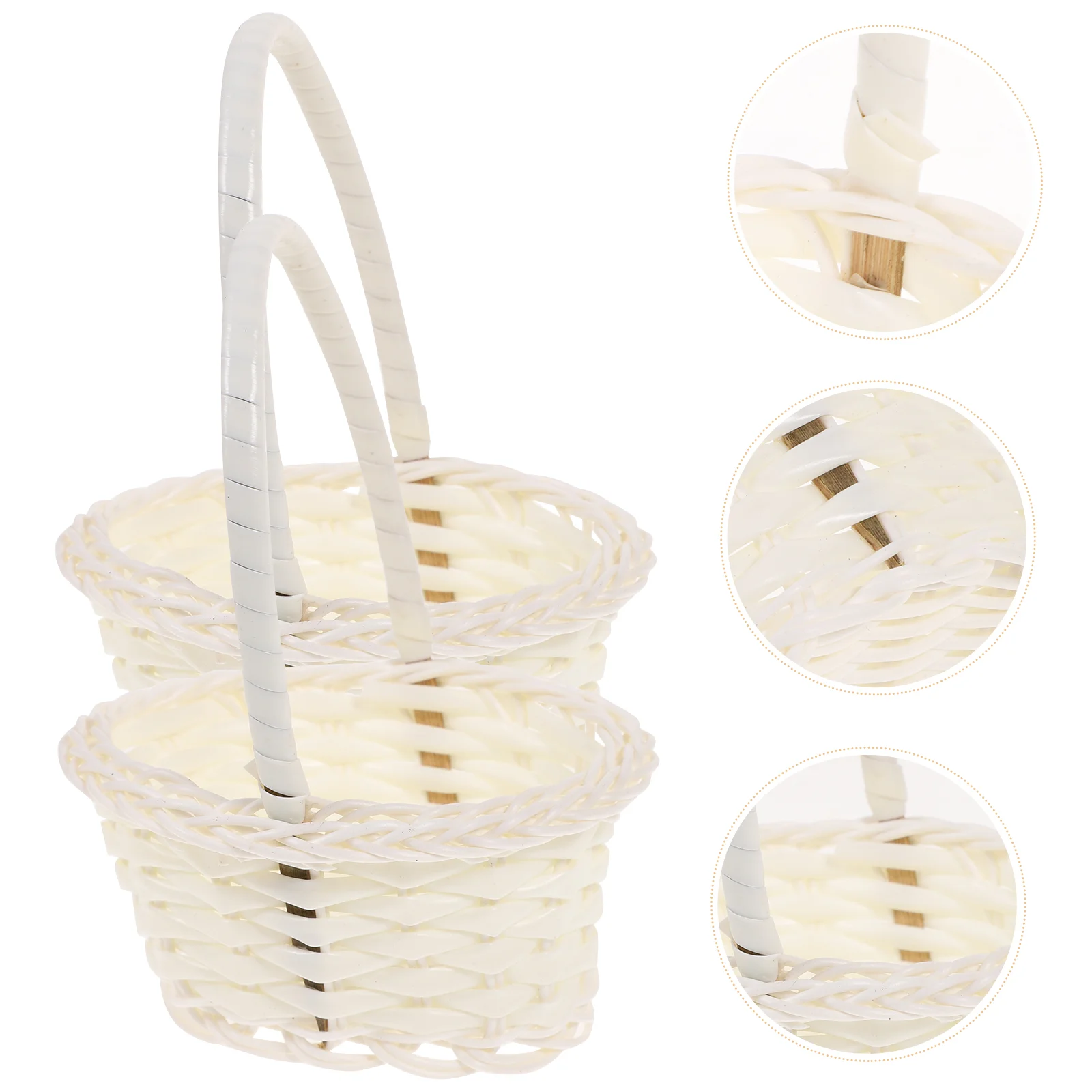

10 Pcs Rattan Shopping Basket Mini White Baskets Toy Fruit Small Toys Handheld Woven Flower Decorative Kids Vegetable Child