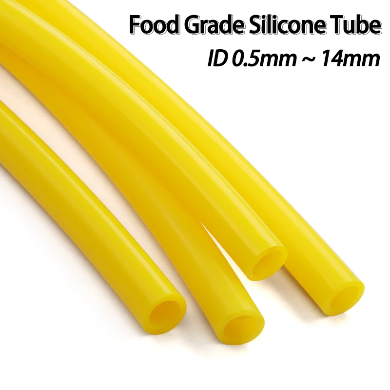 Yellow Food Grade Silicone Tube ID 0.5mm~14mm High-Temperature Resistant Flexible Non-Toxic Drink Water Aquarium Connector Pipe