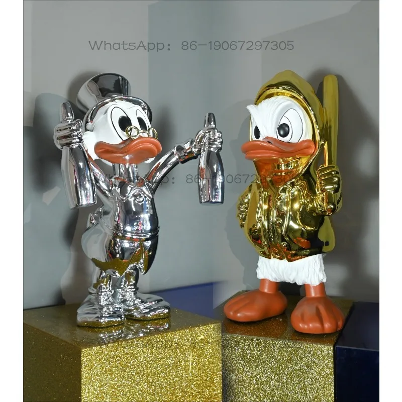 Creative Trend Desktop Light Luxury Sculpture FRP Big Mouth Duck God of Wealth TV Cabinet Decoration