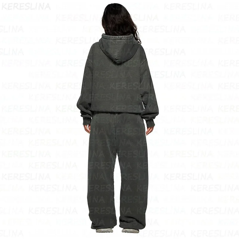 European and American casual letter printing hooded loose sweater fashion trend wide-leg pants Y2K cross-border sports suit