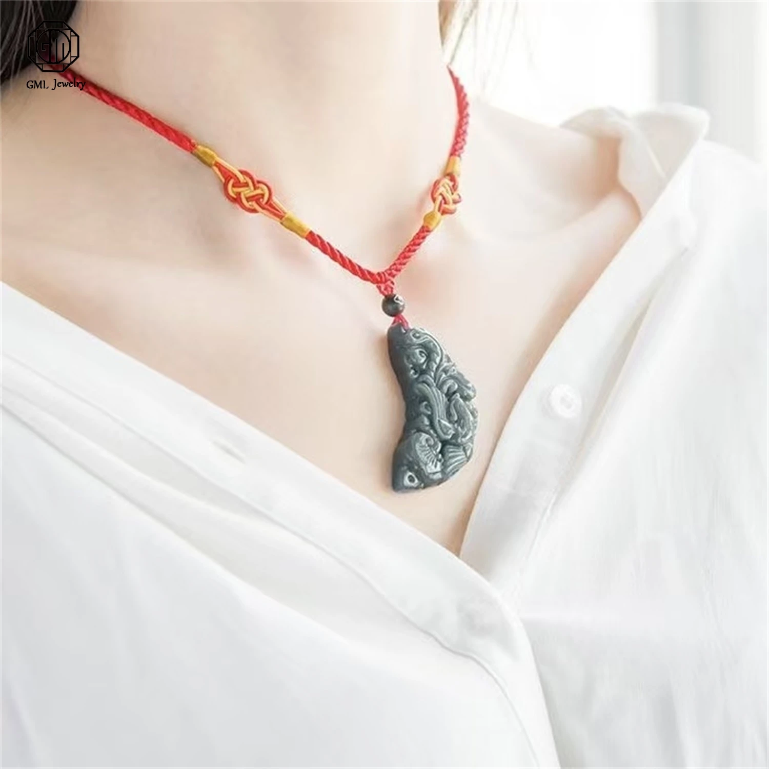 

Hetian Dark Green Jade Dragon Phoenix Matching Pendant Couple Set Nephrite Jade Unisex Men Women Traditional Love Symbol