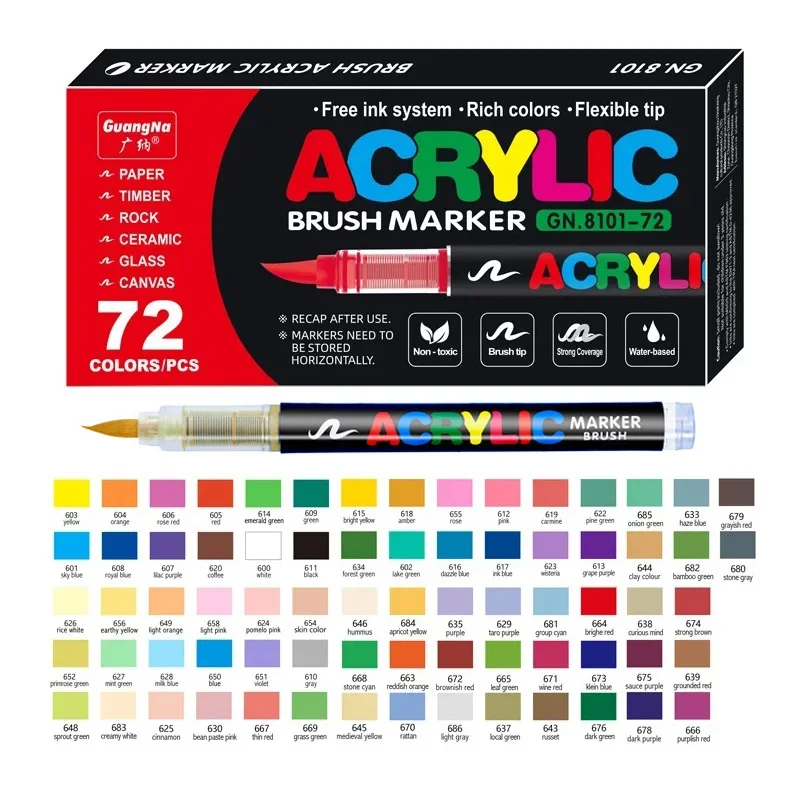 marcadores de tinta acrilica caneta pincel caneta para pintura rupestre madeira lona pedra presente de natal artesanato faca voce mesmo arte suprimentos 72 cores 01