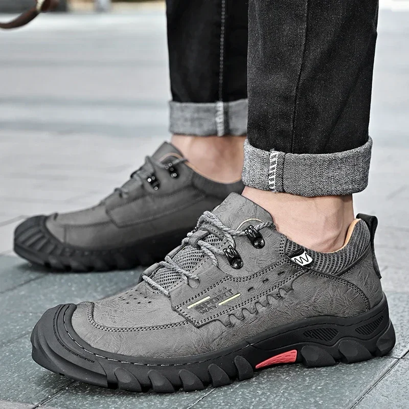 Genuine Leather Shoes Men Lace up Outdoor Wear-resistant Work Shoes Casual Sneakers Men Footwear Autumn Shoes Men Zapatos Hombre