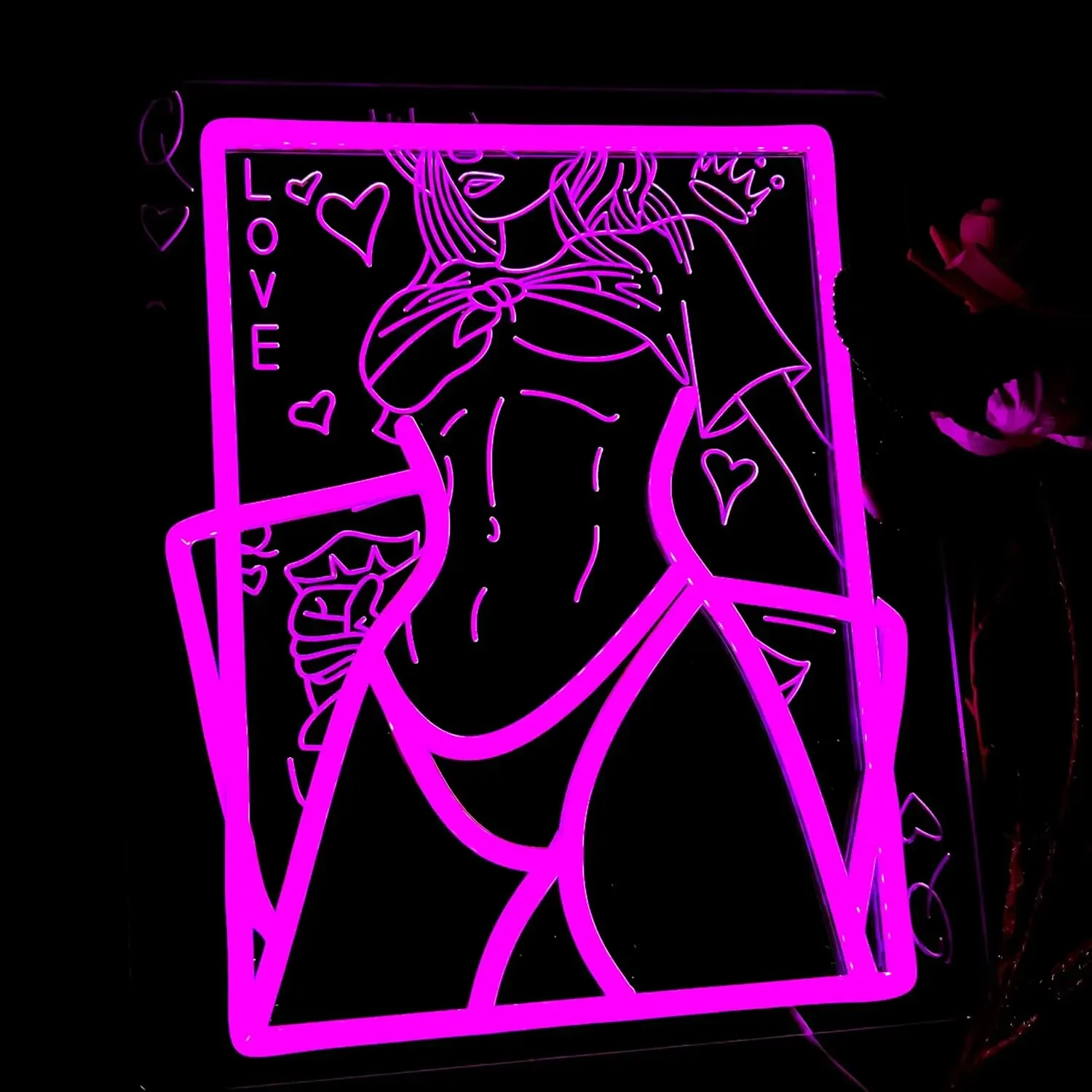 Tiger Rabbit Neon Light Bar Dimmable USB Powered Sexy Lady Poker Motif Bedroom Wall Decoration Men's Private Space Poker Room