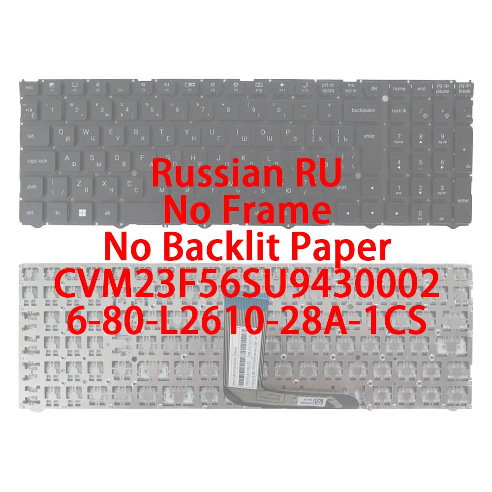 For CLEVO L260LU L260TU L260TU-5 L261LU L26XLU Keyboard Russian No Frame No Backlit Paper CVM23F56SU9430002 6-80-L2610-28A-1CS